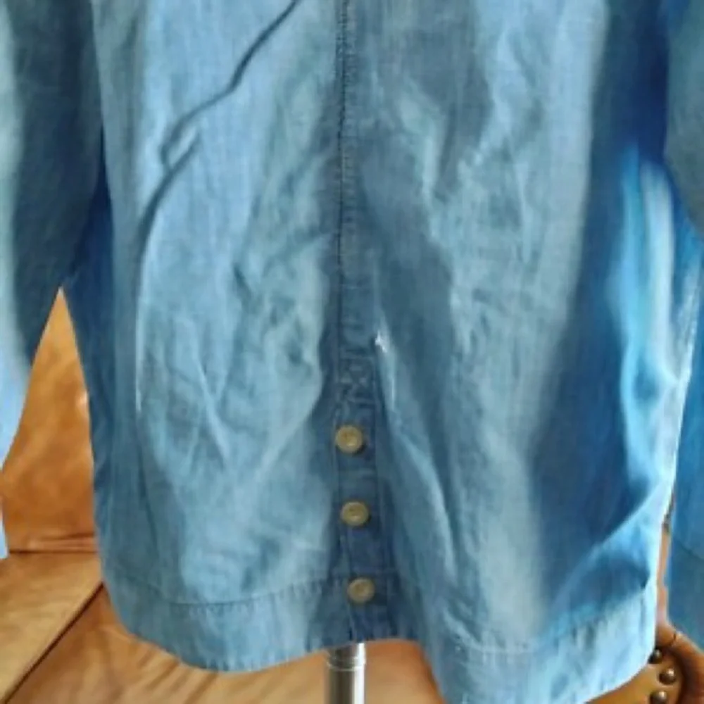 FREE PEOPLE Blue Oversize Blazer Shacket Jacket Cotton/Hemp Fabric Size S